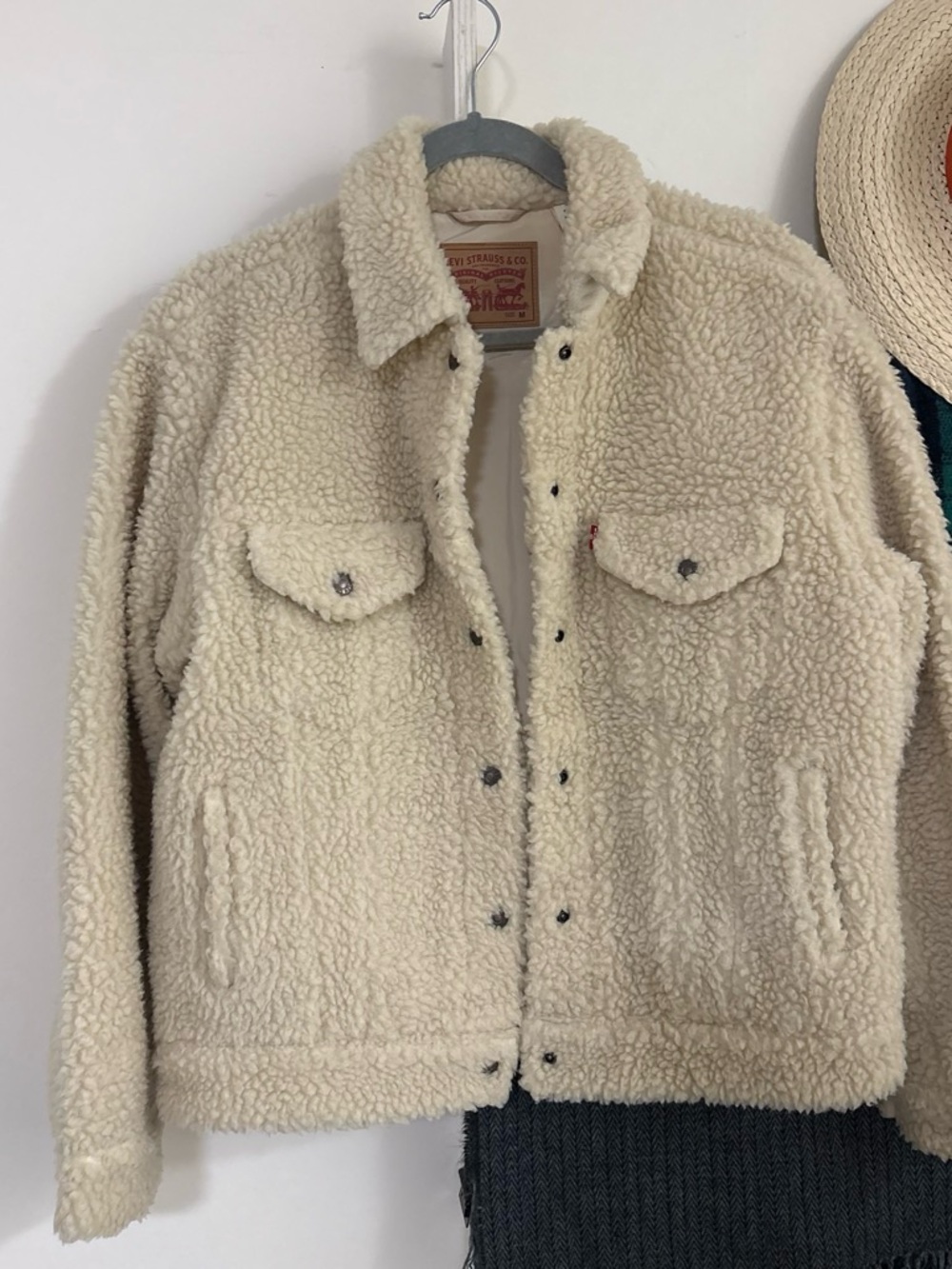 Levi's Cream Sherpa Jacket - Men's Plush Button-Front Overshirt